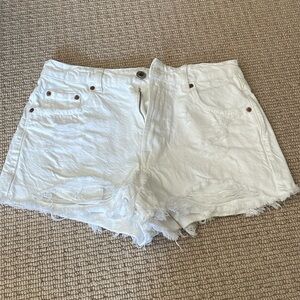White ripped up Zara shorts